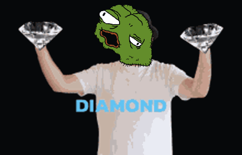 Man Holding Two Diamonds and Diamond Hands