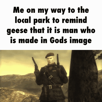 Man Holding Two Guns Me On My Way To The Local Park To Remind Geese