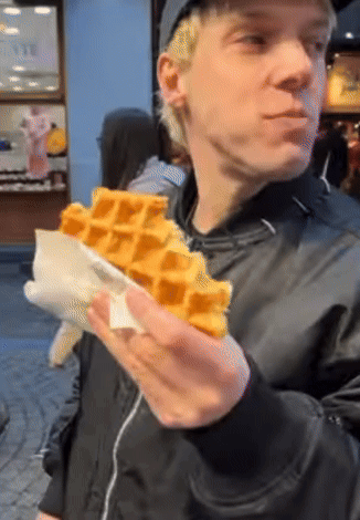 Man Holding Waffle GIF