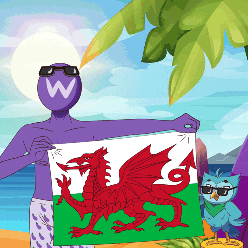 Man Holding Wales Flag GIF