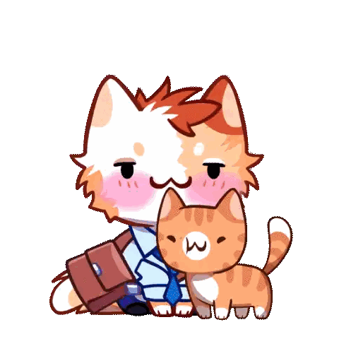 Man Hugging Cat with Hearts