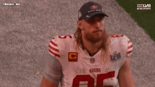 Man In 49Ers Jersey And Hat On Field GIF