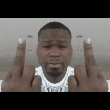 Man In 50 Cent Shirt Showing Middle Finger GIF
