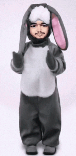 Man In A Costume Bunny Dancing GIF