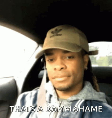 Man In Adidas Hat In Car Says That's A Damn Shame GIF
