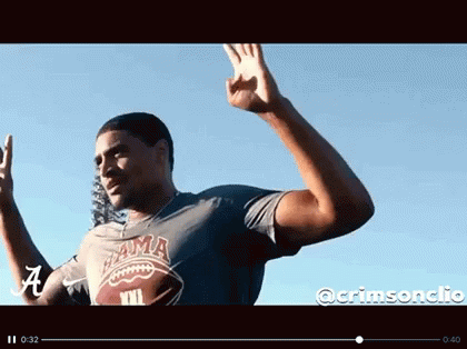 Man In Alabama Shirt Waving GIF