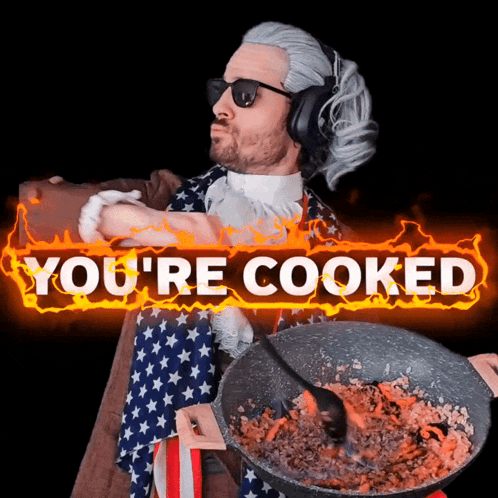 Man in American Flag Costume Holding Food