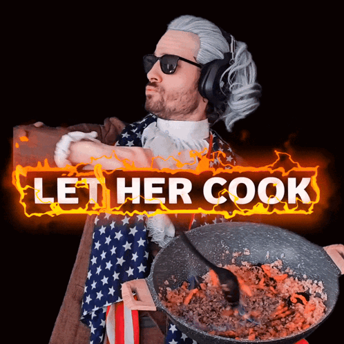 Man in American Flag Costume Holding Frying Pan