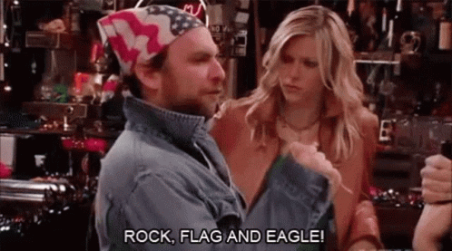 Man In American Flag Headband Says Rock Flag And Eagle GIF