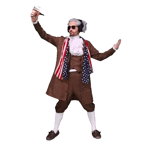 Man in American Flag Outfit Dancing