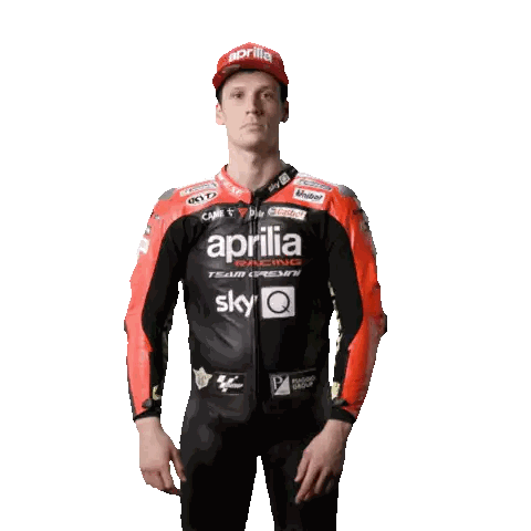 Man in Aprilia Racing Jacket Crosses Arms