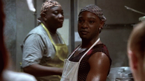 Man In Apron And Bandana In Kitchen GIF