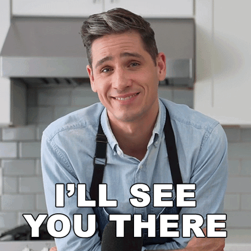 Man In Apron Smiling Says I'll See You There GIF