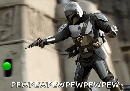 Man in Armored Suit Holding Gun