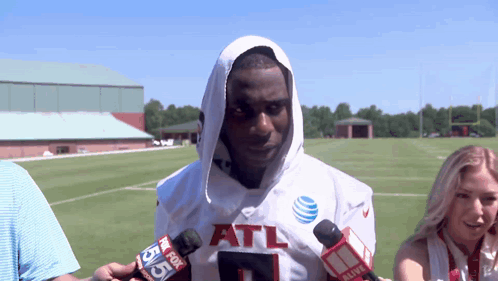 Man In ATL Jersey Interviewed By Fox 55 GIF