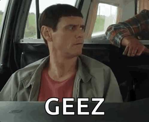 Man In Back Seat Of Car With Geez GIF