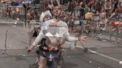 Man In Bad Habit Shirt Walking GIF