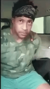 Man In Bandana And Camouflage Shirt GIF