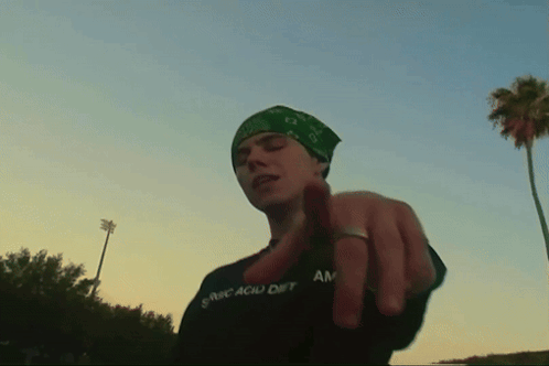 Man In Bandana Wearing Smac Acid Dirt Shirt GIF