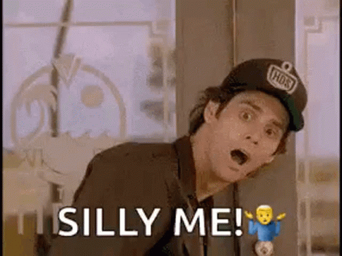 Man in Baseball Cap Saying Silly Me