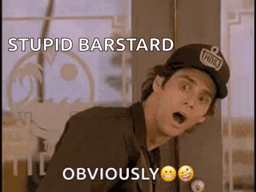 Man in Baseball Cap Saying Stupid Bastard