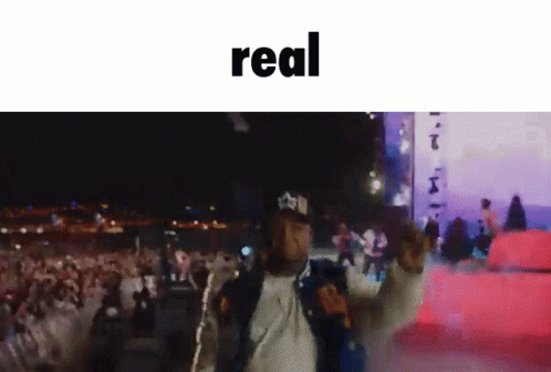 Man In Baseball Cap With Real Above GIF