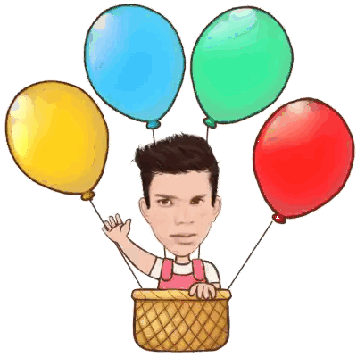 Man in Basket with Four Balloons