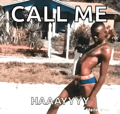 Man In Bathing Suit Saying Call Me GIF