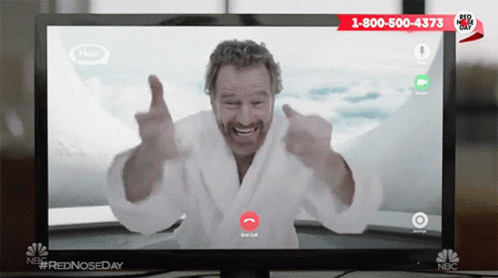 Man in Bathrobe Video Calling 1-800-500-4377