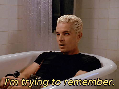 Man in Bathtub Saying I'm Trying to Remember