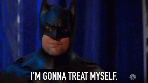 Man In Batman Costume Saying I'm Gonna Treat Myself GIF