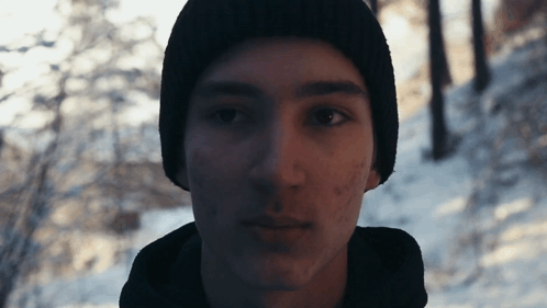 Man In Beanie Close Up GIF