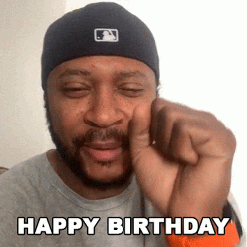 Man In Beanie Saying Happy Birthday GIF
