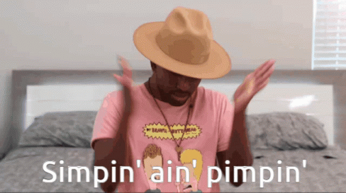 Man In Beavis And Butt-Head T-Shirt Says Simpin' Aiin' Pimpin GIF