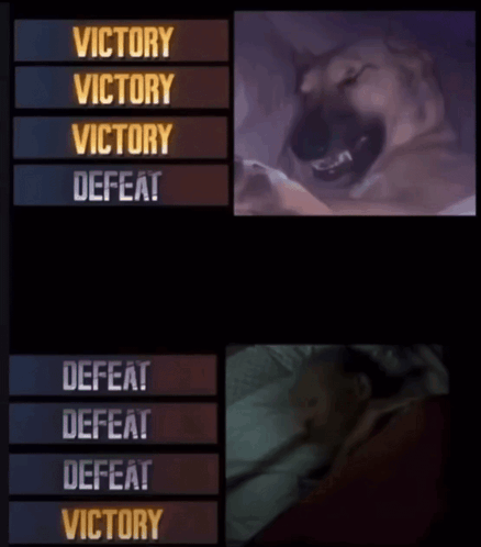 Man in Bed Next to Victory Defeat Screen