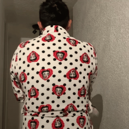Man In Betty Boop Polka Dot Robe GIF