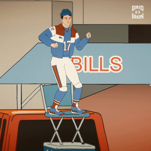 Man in Bills Jersey Standing on Cooler