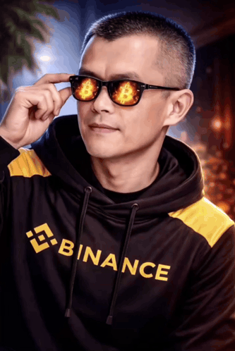 Man In Binance Sweatshirt And Sunglasses GIF