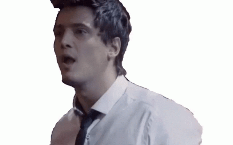 Man In Black And White Blow Air GIF