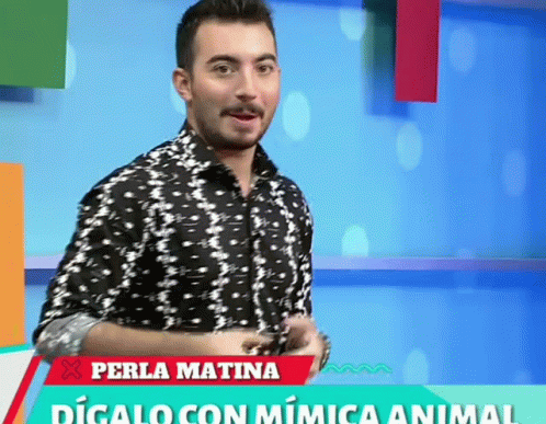Man in Black and White Shirt in Front of Perla Matina Sign