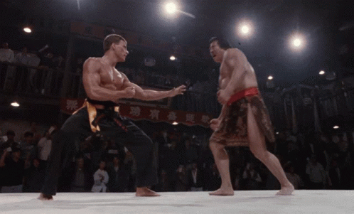 Man in Black Belt Fights Man in Red Belt
