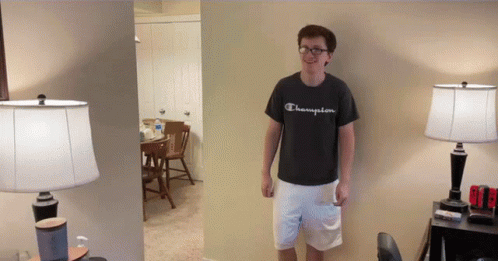Man in Black Champion T-Shirt