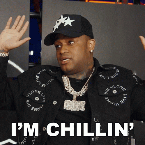 Man in Black Hat and Jacket Saying I'm Chillin