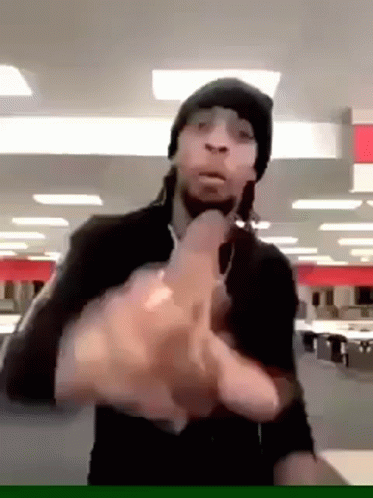 Man In Black Hat Giving Middle Finger GIF