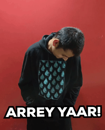 Man In Black Hoodie Red Wall Arrey Yaar GIF