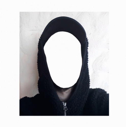 Man in Black Hoodie With Face Cutout