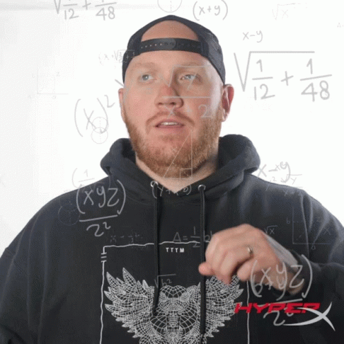Man In Black HyperX Hoodie With Math Whiteboard GIF