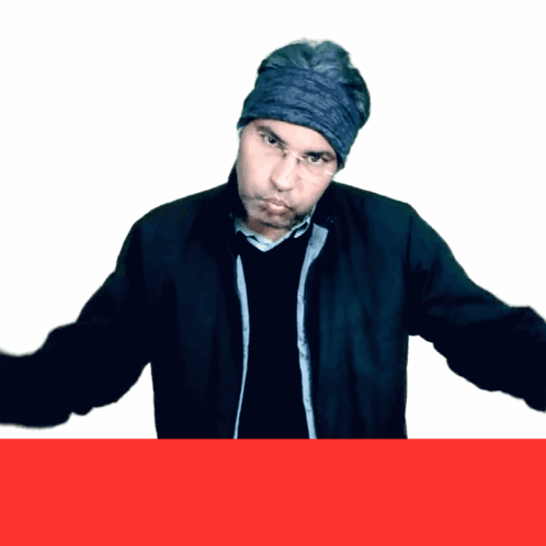 Man In Black Jacket And Blue Headband GIF
