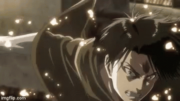 Man In Black Jacket Flying With Sword GIF