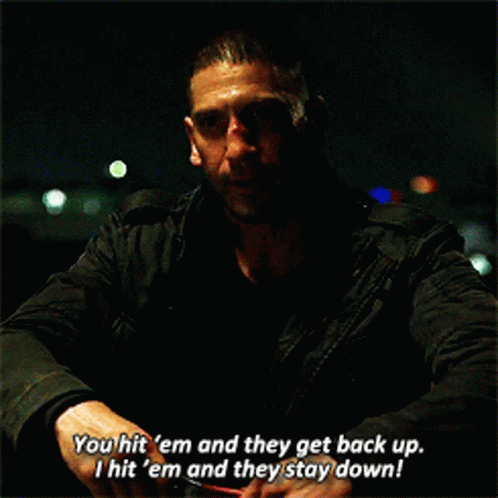 Man In Black Jacket Saying You Hit Em And They Stay Down GIF